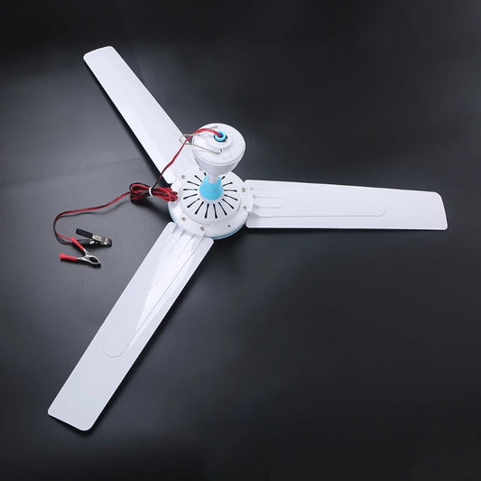 12V Mute Ceiling Fan 19.6inch Silent Camping Tent Hanging Fan without Switch 230cm Cable for Outdoor Hiking Bed Home Picnic by PDG ibma