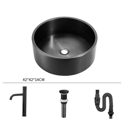 Modern Hotel Vanity Vessel Sink Stainless Steel Brushed Pop Drain Featuring Stylish Single Hole Drainer Easy Clean Eco-Friendly