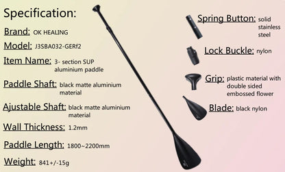 OKHEALING Wholesale 3-Section Aluminium SUP Stand Inflatable Paddle Surfing Tools with Nylon Blade