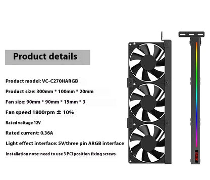TEUCER VC-C270 Auxiliary PCI Case Ball Bearing Plastic Heatsink for Graphics Card Cooler Efficient CPU Computer Cooling Fan