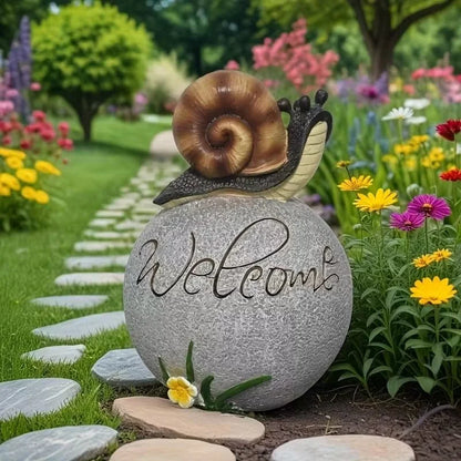 Dropshipping Welcome-themed Fashion Resin Snail Figurine Hand-painted Playful Animal Floral Accent Outdoor Decorative Entryway