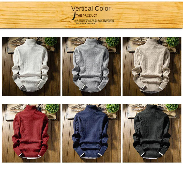 2023 Winter High Neck Thick Warm Sweater Men Turtleneck Brand Mens Sweaters Slim Fit Pullover Men Knitwear Male Double Collar3Xl