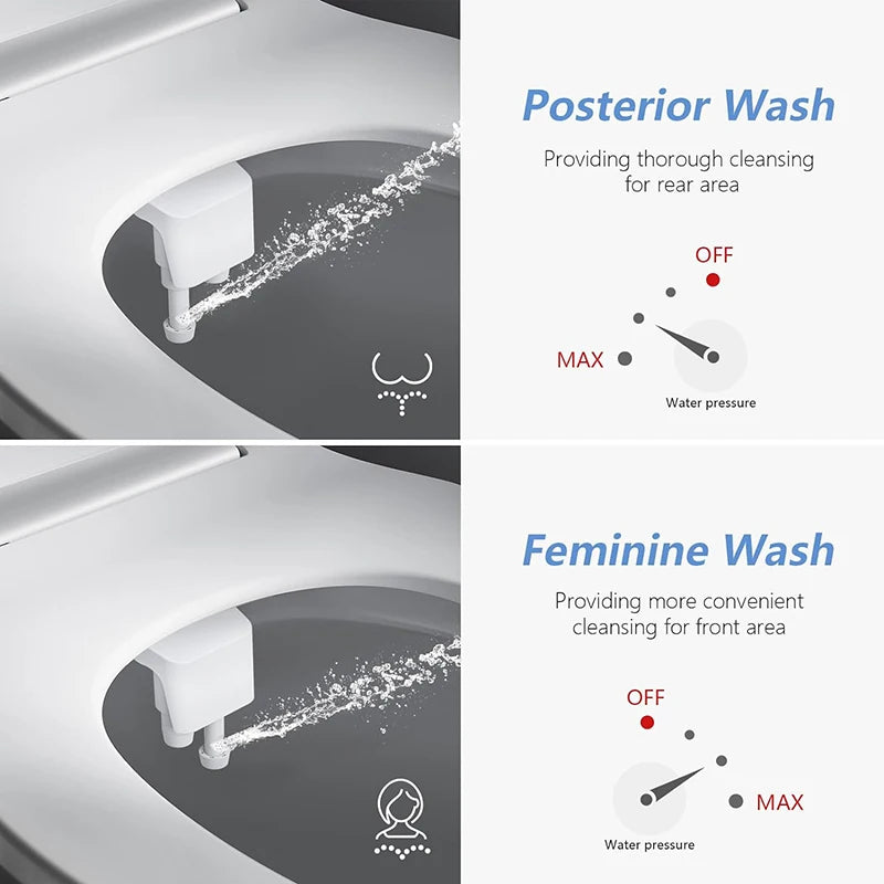 Modern Bathroom Ultra-Slim Dual Nozzle Retractable Bidet Attachment Non-Electric Cold Water for Hotel Toilet Seat Made Plastic