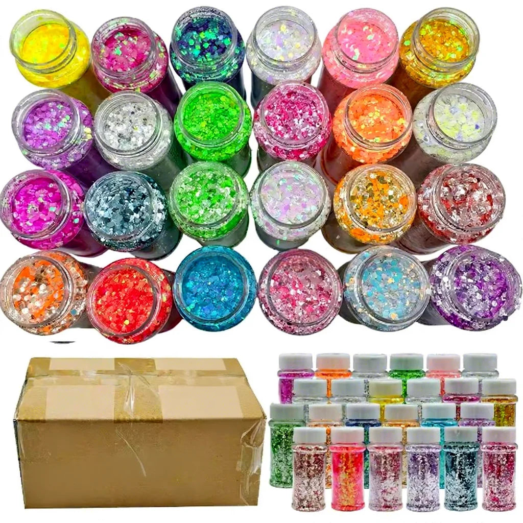 2 oz Hexagon Large Chunky Glitter Set Snowball Cosmetics Make up Nail  Crafts Shaker Bottle Free Shipping US Stock