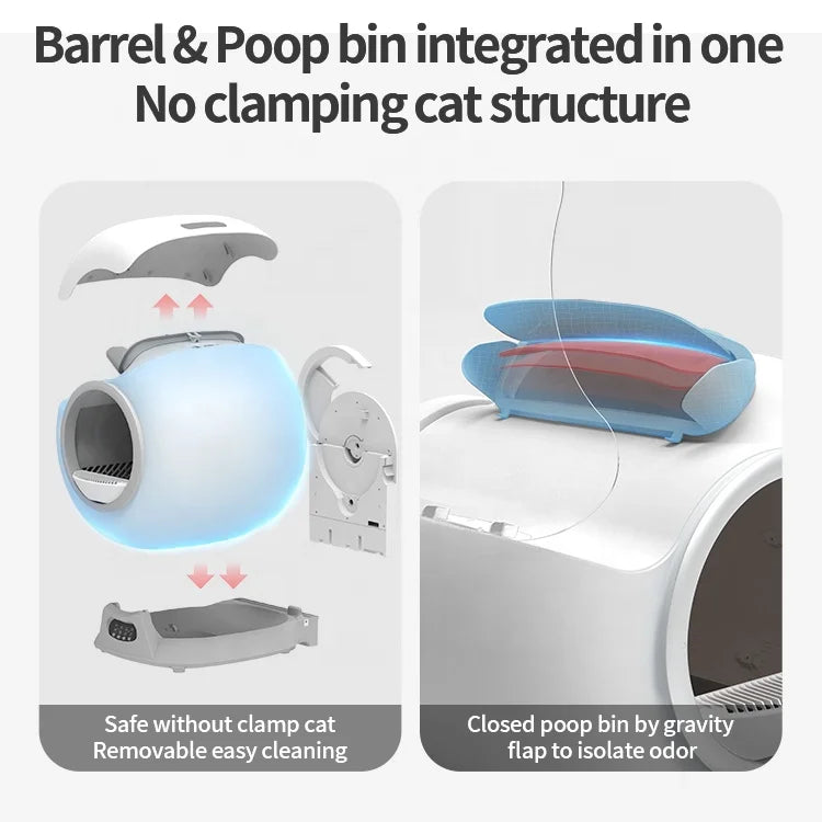 Factory Cat Product Color OEM  Gary Automatic Cat Litter Box Cat Litter Box Self Cleaning Automatic  Kattentoilet Met Camera