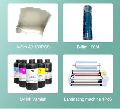 UV DTF Printer for Mug Cup Bottle Printing Machine AB Film Sticker Inkjet Printers A3 A4 Multi Color Inkjet Printers Machine
