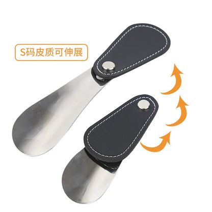 Melenlt Stainless Steel Shoe Horn With Leather Strap Travel Shoehorn Classic Gentleman's Accessory Shoe Horn Travel Shoehorn