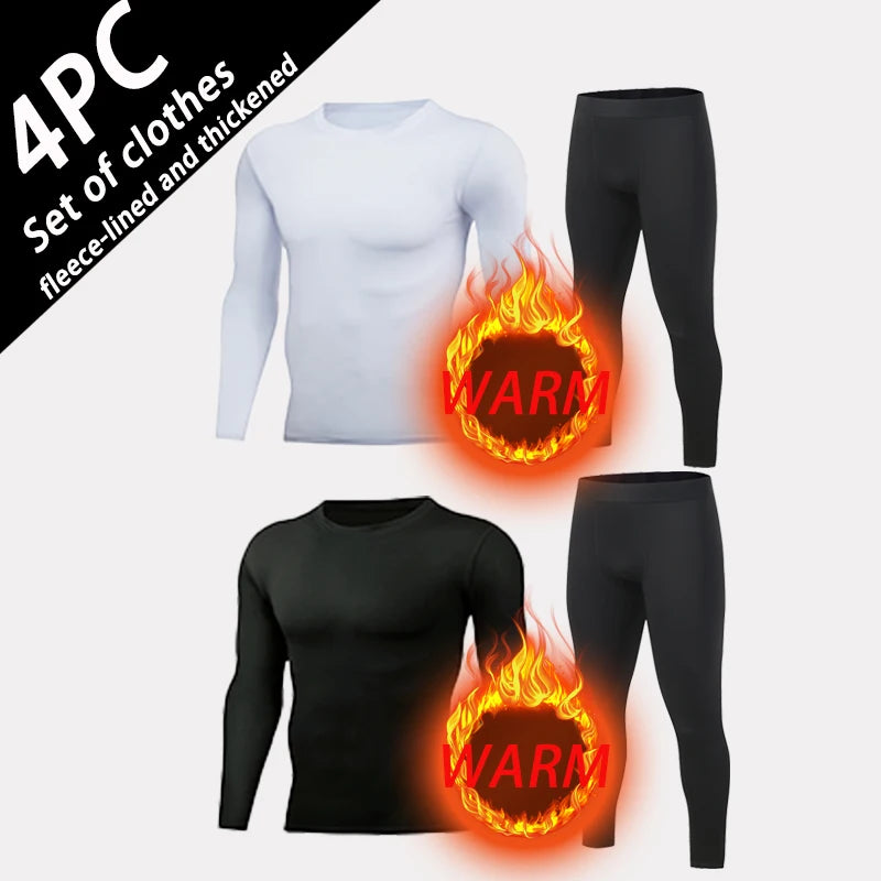 USA Warehouse 2 Pack Men's Thermal Underwear Shirts Compression Fleece Lined Long Sleeve Athletic Base Layer Cold Weather