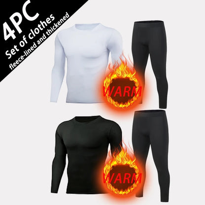 USA Warehouse 2 Pack Men's Thermal Underwear Shirts Compression Fleece Lined Long Sleeve Athletic Base Layer Cold Weather