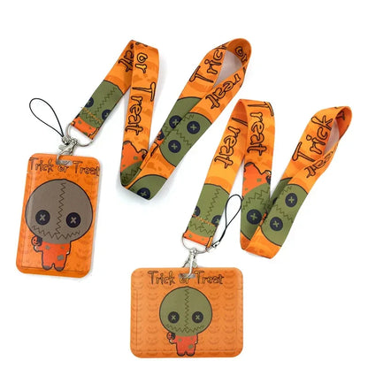Halloween Trick R Treat Art Cartoon Anime Fashion Lanyards Bus ID Name Work Card Holder Accessories Decorations Kids Gifts