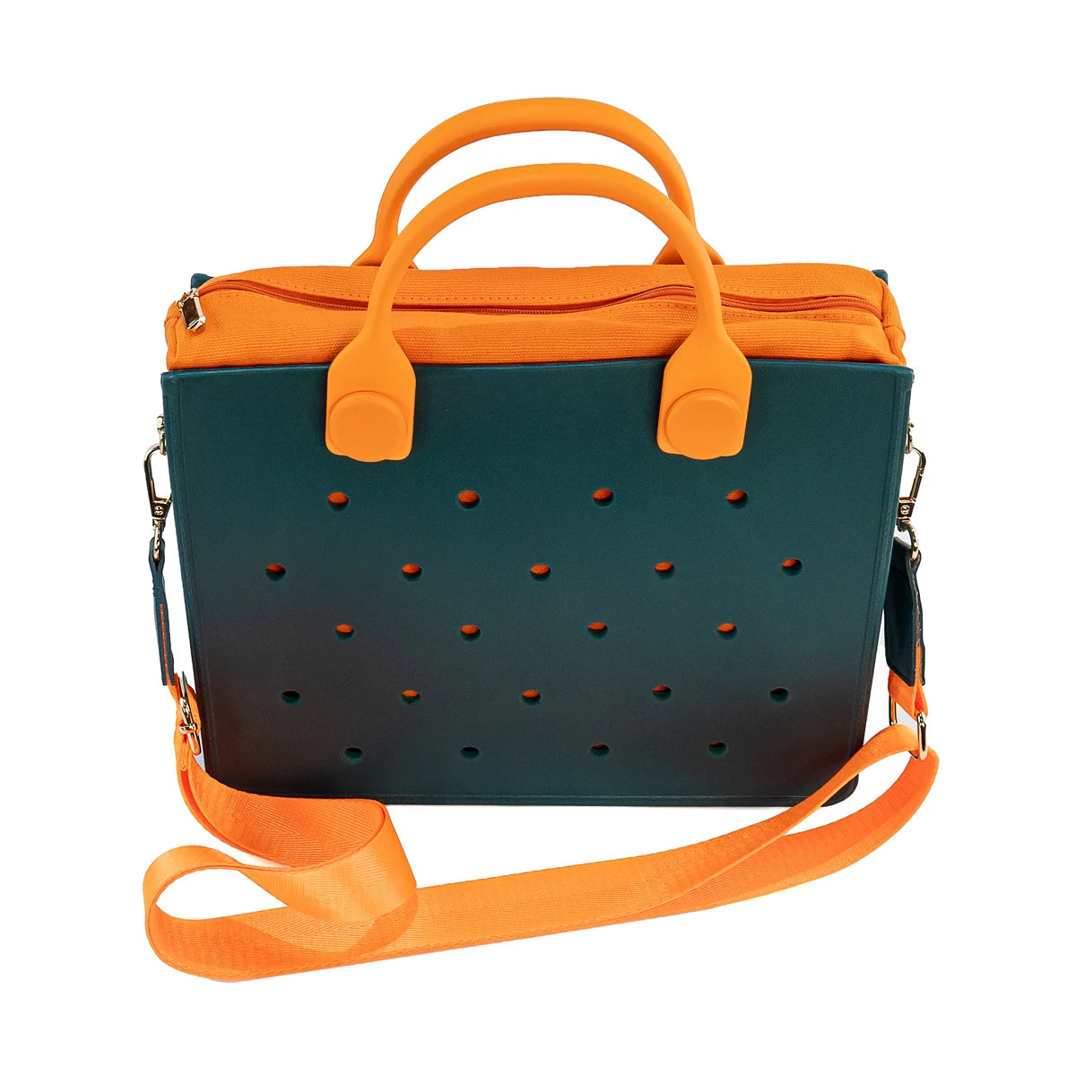 Lightweight Perforated Reusable EVA Handbag Black Women's Tote Bags for Women & Girl with Shoulder Strap for Beach & College