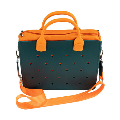 Lightweight Perforated Reusable EVA Handbag Black Women's Tote Bags for Women & Girl with Shoulder Strap for Beach & College