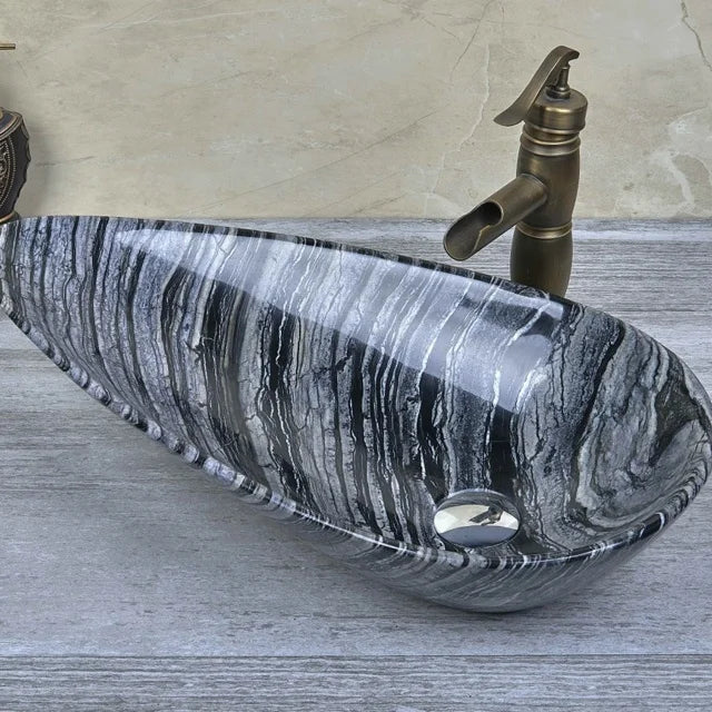 Hot Sale Modern Vessel Water-drop Shape Natural Stone Basin Bathroom Natural Stone Basin Bathroom Eco-Friendly Marble Sink