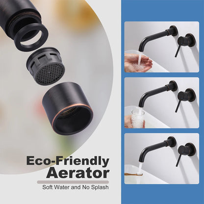 Oil Rubbed Bronze Bathroom Faucet Cold Hot Water Tap Wall Tap Single Handle Faucet for Bathroom Sink,Wall Mount Bathroom Faucet