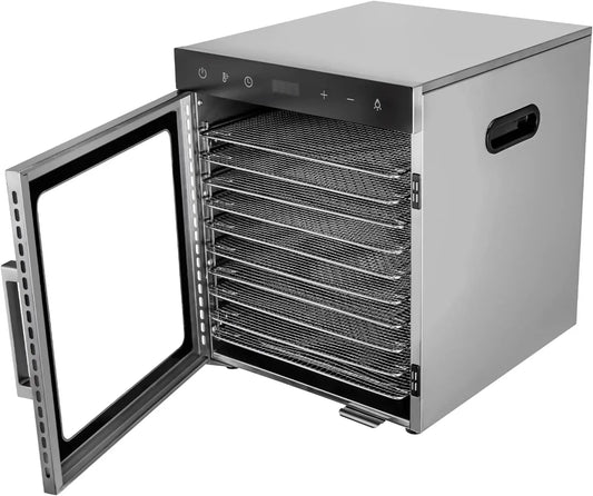 10 Plate Stainless Steel Food Dehydrator Machine for Commercial Use 800W Drying Tobacco Herbs Spices Fruit Electronic Components by PDG ibma