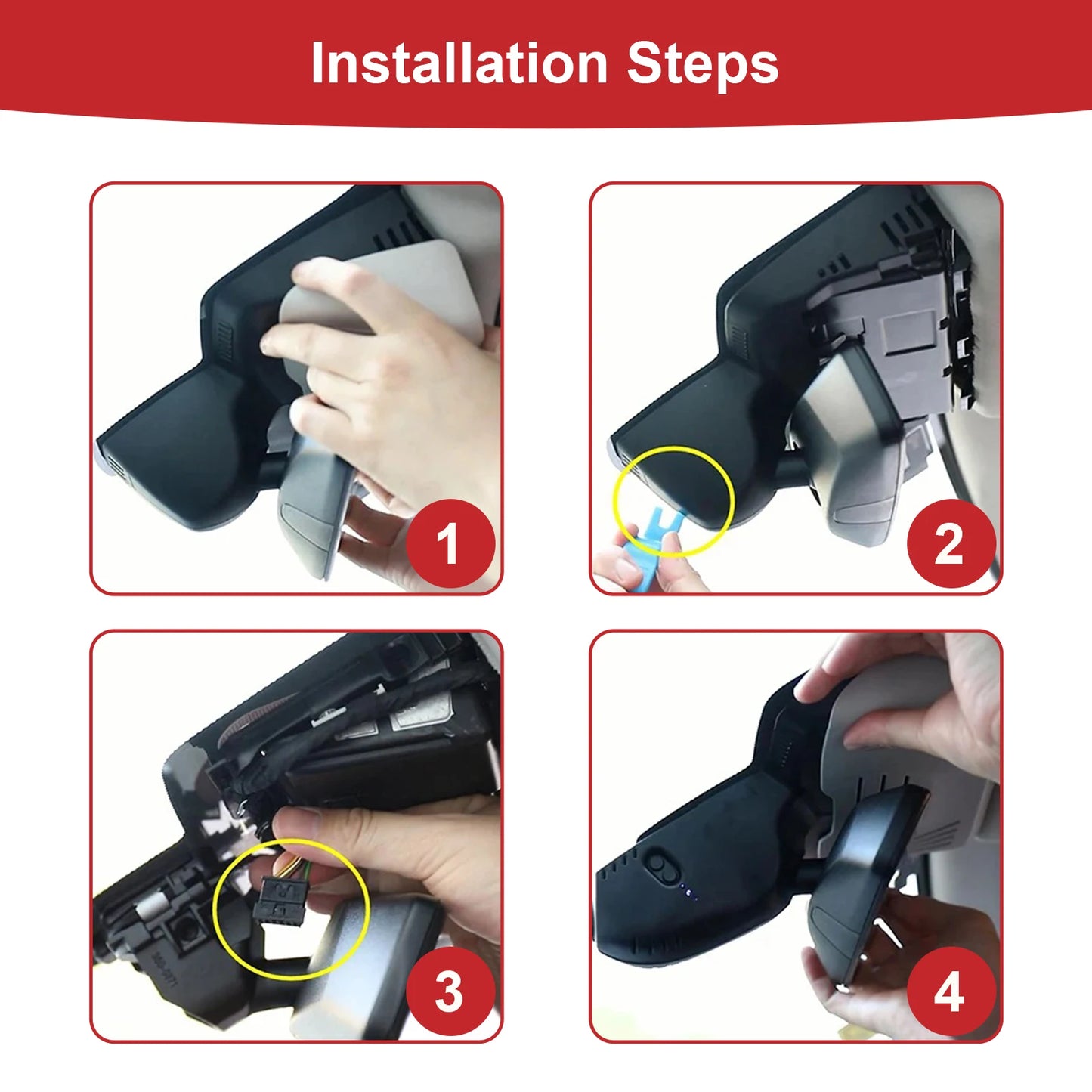 Adinkam Hidden WIFI Car DVR Dash Cam  Dash Cam for Audi 2019-2024 A1 A3 A4 A5 A6 A7 A8 Q2 Q3 Q5 Q7 Q8 RS S S5 S8 SQ5 SQ8 TT