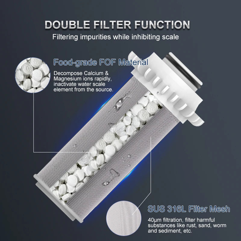 Wheelton SUS316L Stainless Steel Mesh WHT-P003 Replacement Prevent Limestone Hard Water Filter Impurities Soft Water 2 Pieces