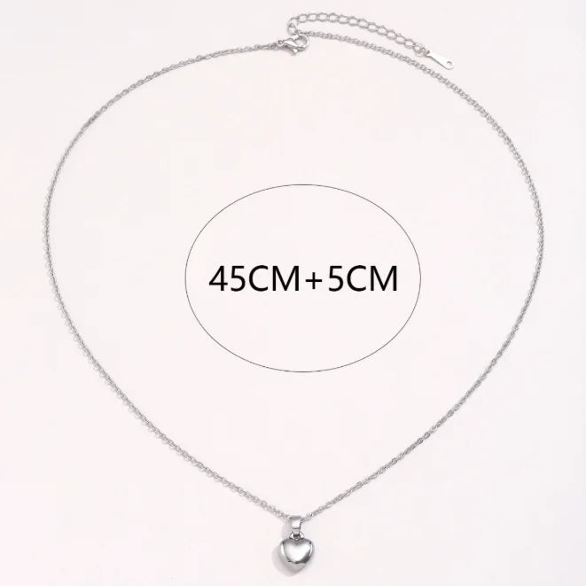 1Pc Stainless Steel Snake Chain Simple Love Pendant Necklace Personalized Trendy Fashion