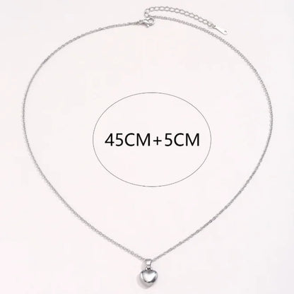 1Pc Stainless Steel Snake Chain Simple Love Pendant Necklace Personalized Trendy Fashion