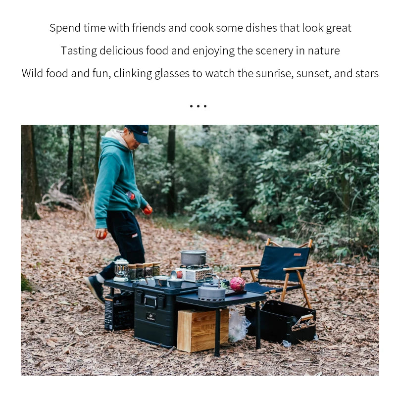 N10 for ROCKBROOK Custom 84L Aluminum Kitchen Storage Container Black Foldable Outdoor Camping Box for Car Travel Nature Hike