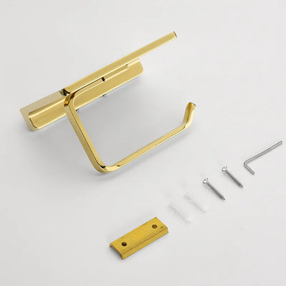 Stainless Steel Gold Bathroom & Kitchen Paper Holder with Shelf Gold Toilet Tissue Storage Rack
