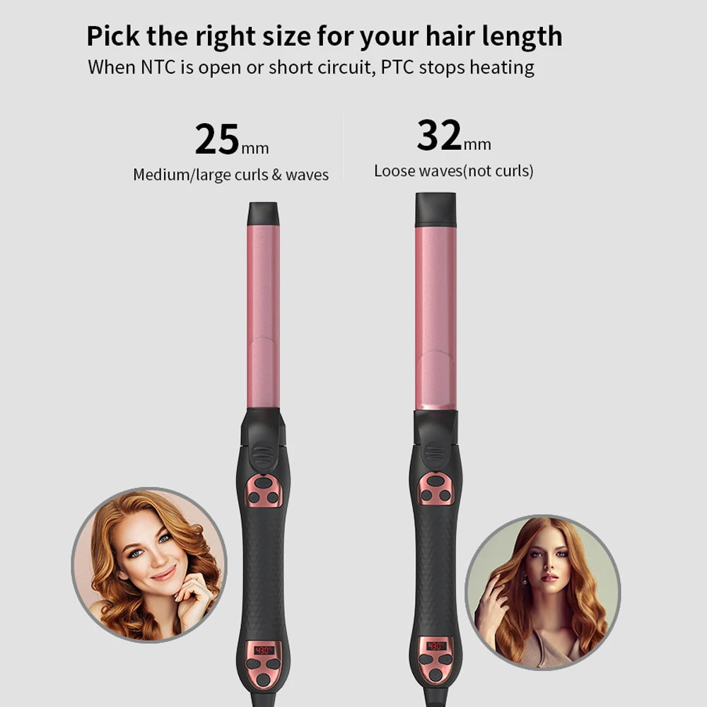 Automatic MCH Electric Hair Curler Portable Ceramic Rotating Multi Self Grip LCD Temperature Display for Household Use
