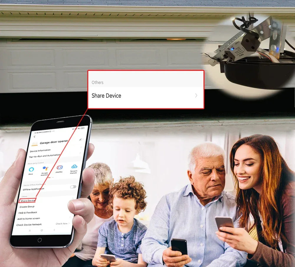 Wofea WiFi Smart Garage Door Opener Controller DC12/DC24V Works with Alexa Google Home 2.4G APP No Gateway Required