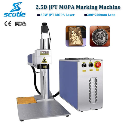 EU Stock Scotle Portable 60W JPT M7 MOPA BSL 2.5D XDING Fiber Laser Marking Machine for Relief Deep Metal Mark Engraving Maker