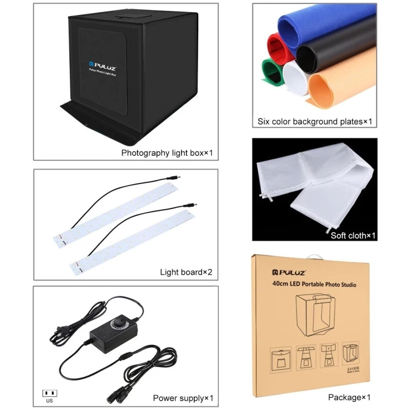 PULUZ 40cm Foldable Lighting Tent Kit Popular Wholesale Photo Studio for Softbox with Free Background Photo Studio Accessories