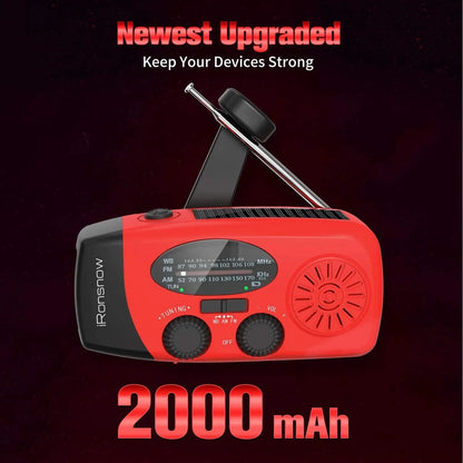 Emergency Hand Crank Radio with LED Flashlight, AM/FM NOAA Portable Weather Radio 2000mAh Power Bank Phone Charger for Camping