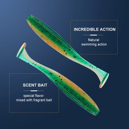 FISH KING Easy Shiner Fishing Lure 50mm 75mm 100mm Wobblers Carp Fishing Soft Lures Silicone Artificial Double Color Bait T Tail