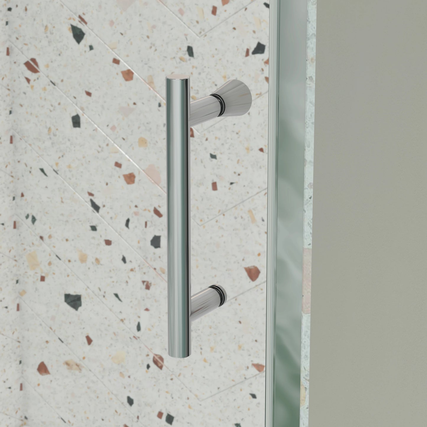 56-60" X 71" Chrome Pivot Shower Door, 1/4" SGCC Tempered Glass & Reversible Installation