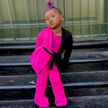 Kids 2pcs/sets Children's Clothing From 1 to 8 Years Colorblock Blazer+Pants Child Girl Kids Clothes Girls Baby Girl Clothes