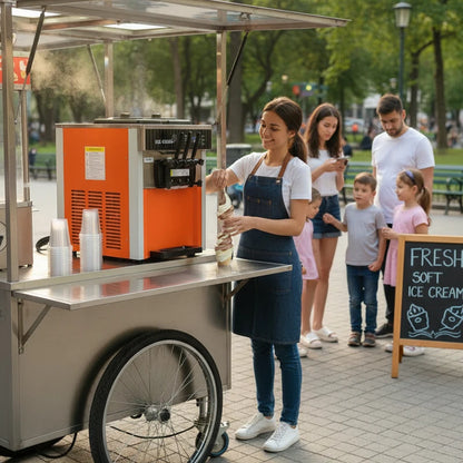 3 Flavors Ice Cream Cone Machine Automatic Easy to Operate CE Certificate Soft Serve Ice Cream Machine
