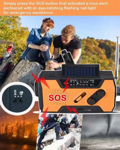 CE Certified 2000mAh Solar NOAA Radio LED Multi-Power Source for Wildfire Safety Flashlight Clock Internet Radio FM Radio