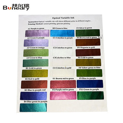 Optical Variable Security Ink 100ml F3 Silver to Green Color Changing Ink for High Precision Screen Printing