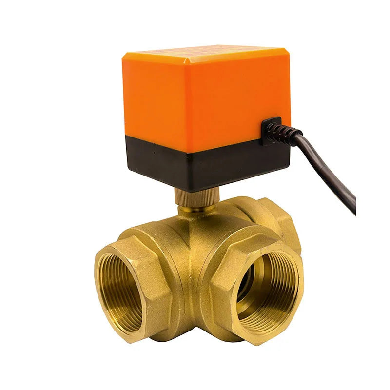 1/2'' 3/4'' Three Way Brass Motorized Ball Valve AC220V Three Wire One Control T/L Type Control Valve for Water