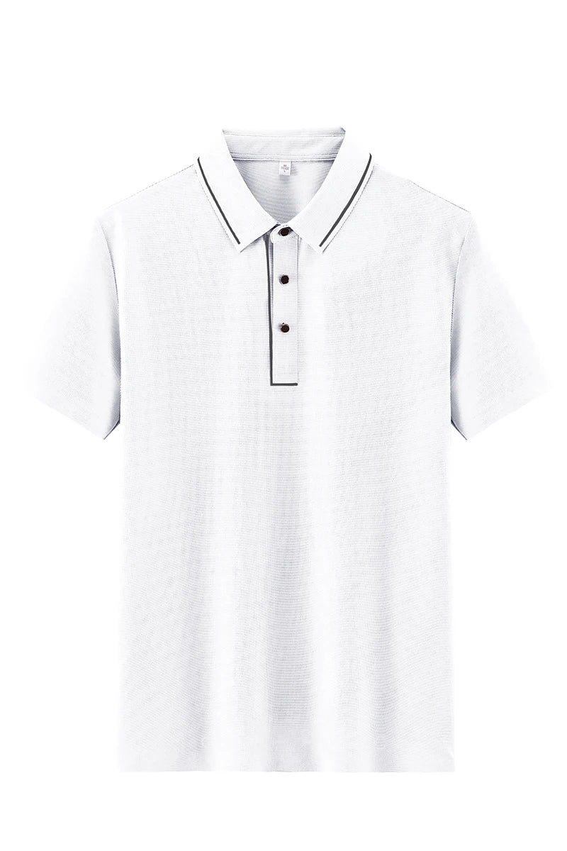 ANSZKTN 2025 Men New High-quality Ice Silk Seamless T-shirt Polo Shirt Solid Color Lapel Top