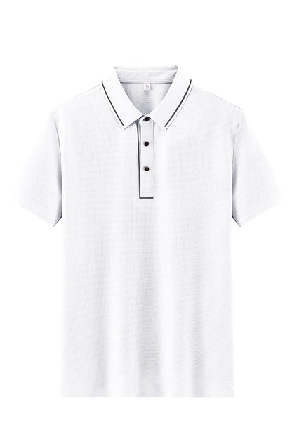 ANSZKTN 2025 Men New High-quality Ice Silk Seamless T-shirt Polo Shirt Solid Color Lapel Top