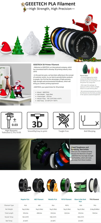 GEEETECH High-Speed PLA Filament 1.75mm 1kg 1 spool,Better Liquidity, Fast Curing, HS-PLA High-Speed 3D Printing Filament