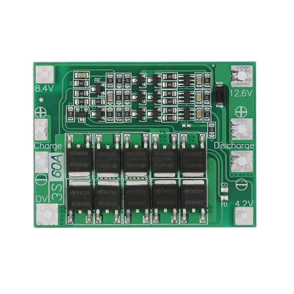4S 60A Li-ion Lithium Battery Charger Protection Board 18650 BMS for Drill Motor 11.1V 12.6V/14.8V 16.8V Enhance/Balance