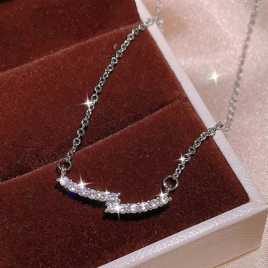 White Gold Plated Pendant Necklace With White Diamonds Channel Setting Box Chain Luxury Women's Everyday Wear Jewelry by PDG ibma