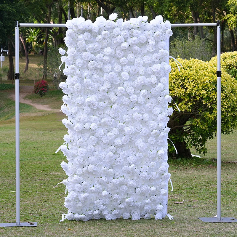 S-A8911Pure White Rose Rolling up Cloth Flower Wall Wedding Backdrop Props