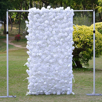 S-A8911Pure White Rose Rolling up Cloth Flower Wall Wedding Backdrop Props