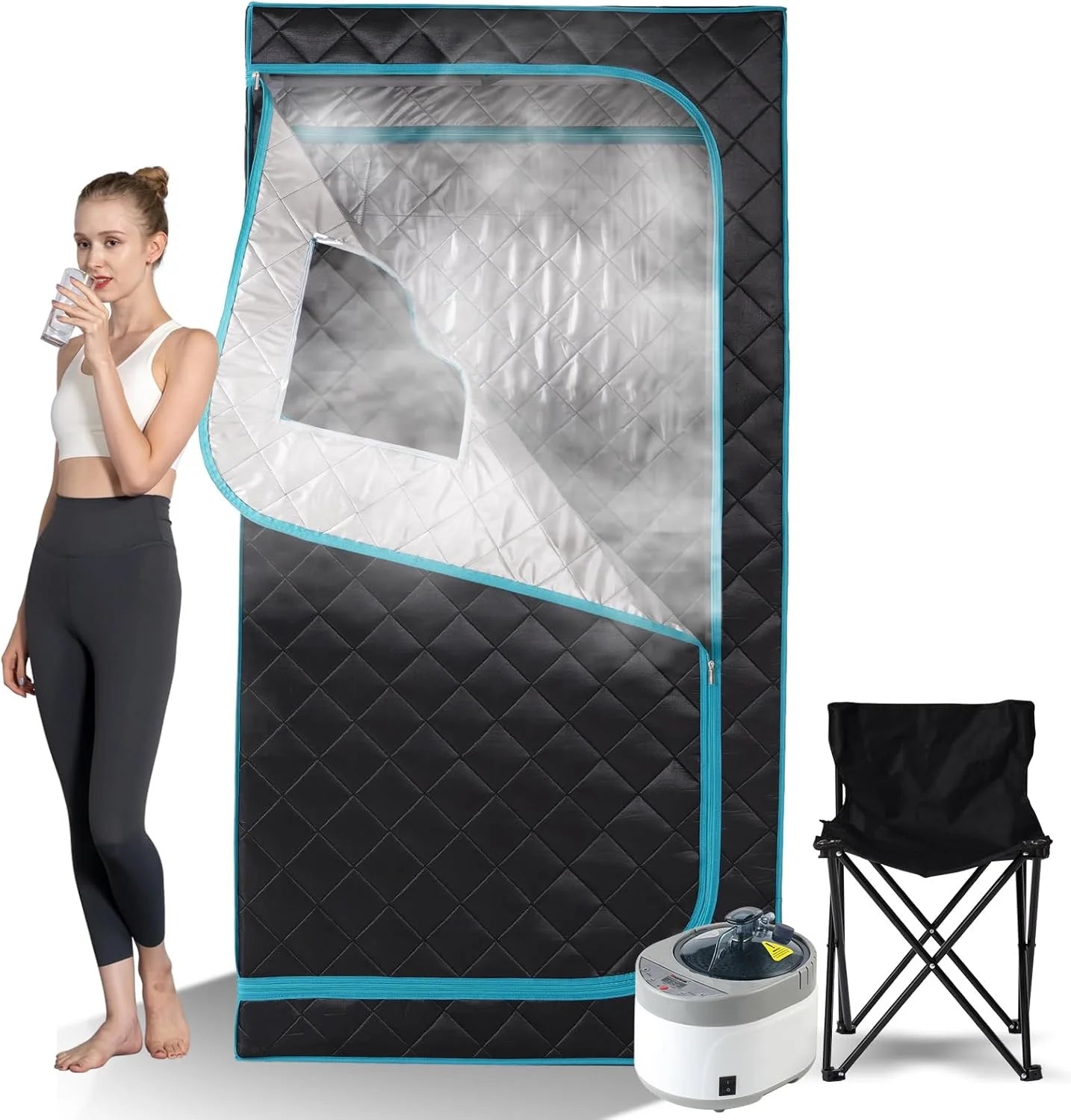 Smartmak 1 Person Size Portable Sauna Steam Sauna Tent Box Full Body Sauna for Home Spa