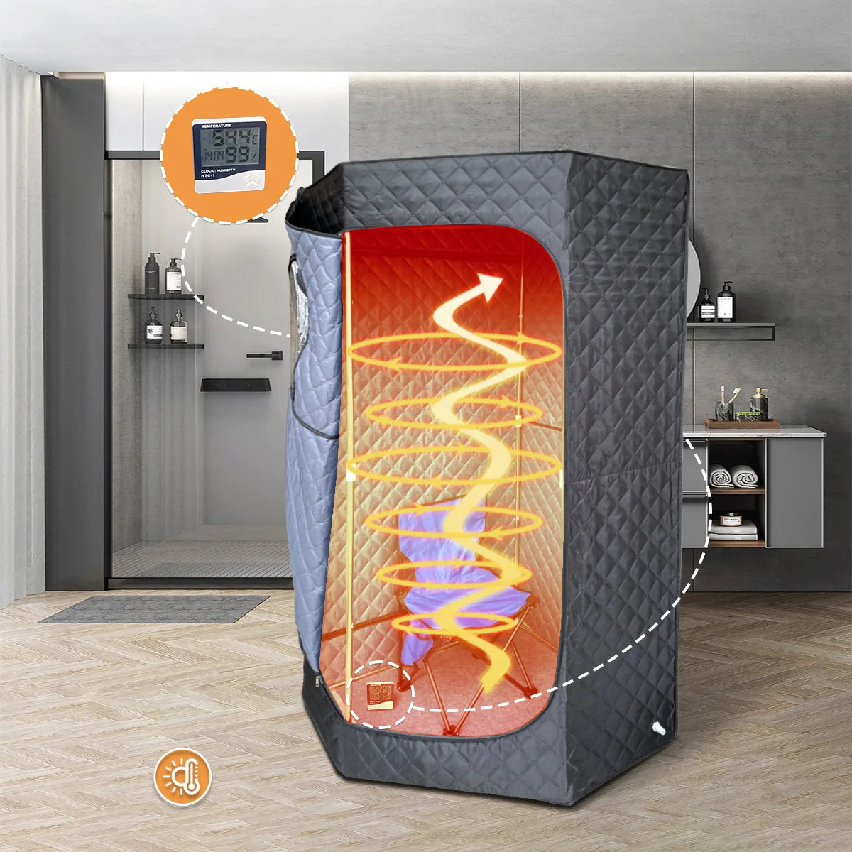 Modern Portable Red Cedar Whole-Body Sauna Box Acrylic Household Steam Room Pentagonal Design Cross-Border Supply Manufacturers