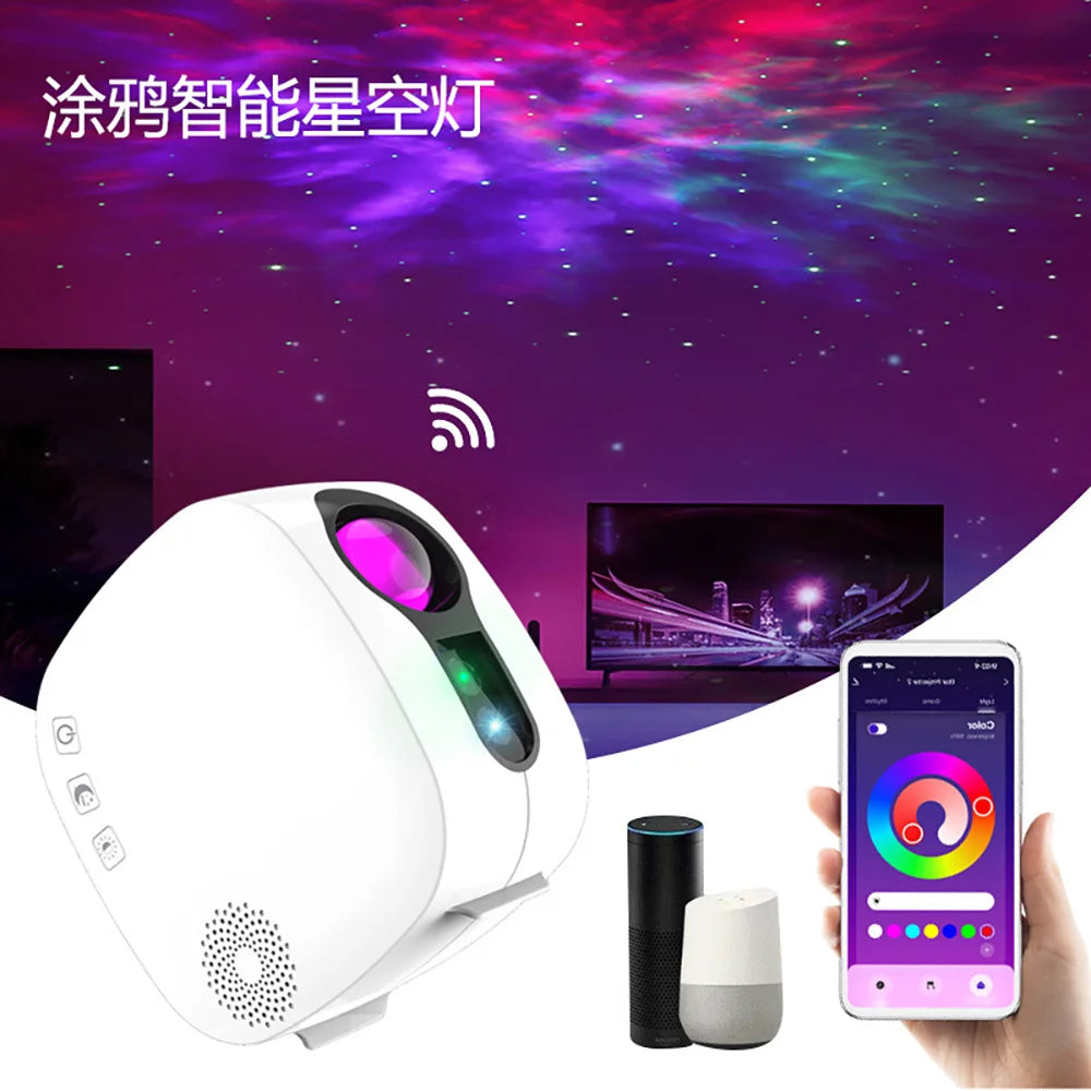 Yinzam AI Voice Control Music Ocean Aurora Starry Ocean Projector, LED Laser Night Light With Smartphone APP WiFi Alexa Control