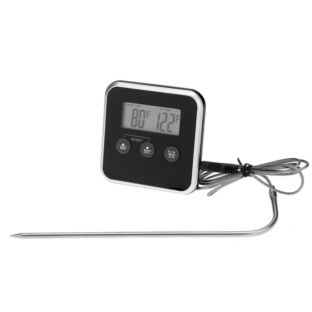 Electronic Digital LCD Food Thermometer Probe BBQ Meat Water Oil Cooking Temperature for Kitchen Cooking Alarm Cooking Timer
