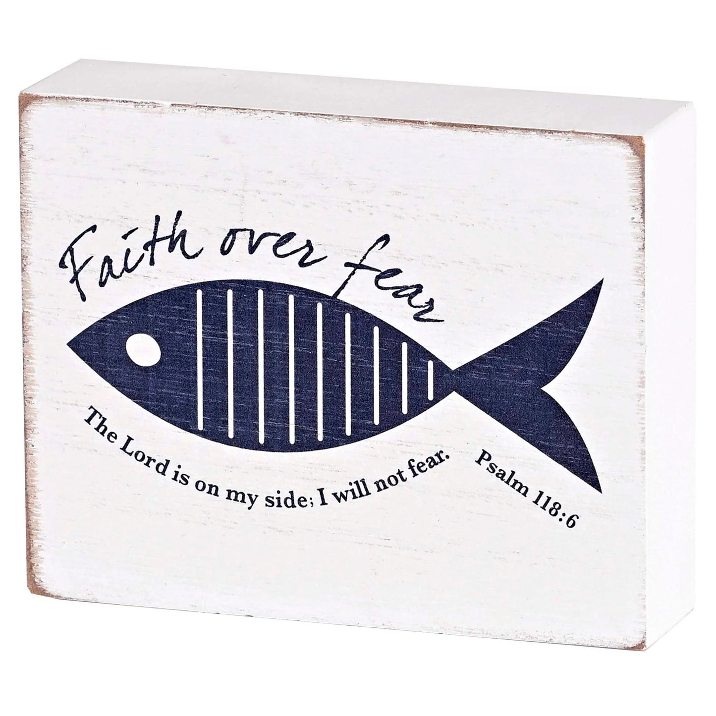 TD Tabletop Faith Over Fear Fish Plaque Elegant Religious Decorative Wall Art