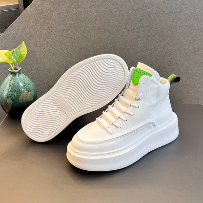 New High Top Board Shoes for Men, Trendy and Versatile, Thick Sole with Increased Height, Lightweight and Soft Sole